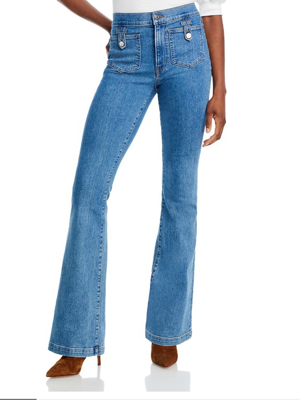 Veronica Beard Medium Blue High-Rise Flare Jeans